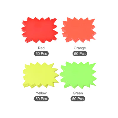 Harfington Blank Star Burst Sale Signs Price Tags Fluorescent Star Pricing Labels 90x70mm 4 Colors for Retail Sales Pricing, Pack of 200