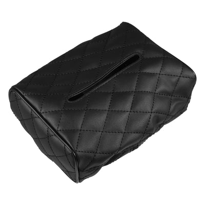 Harfington Car Tissue Box Cover Pumping Paper for Sun Visor Seat Back Center Console PU Leather Tissue Holder Napkin Mask Paper for Vehicle SUV Truck RV Caddy Organizer Black