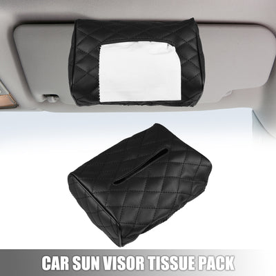 Harfington Car Tissue Box Cover Pumping Paper for Sun Visor Seat Back Center Console PU Leather Tissue Holder Napkin Mask Paper for Vehicle SUV Truck RV Caddy Organizer Black