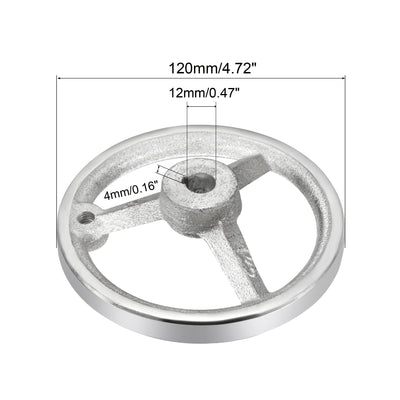 Harfington 120mm/4.72" 12mm Handrad 2Pack Guss Eisen Verchromt für Drehbänke Silberton