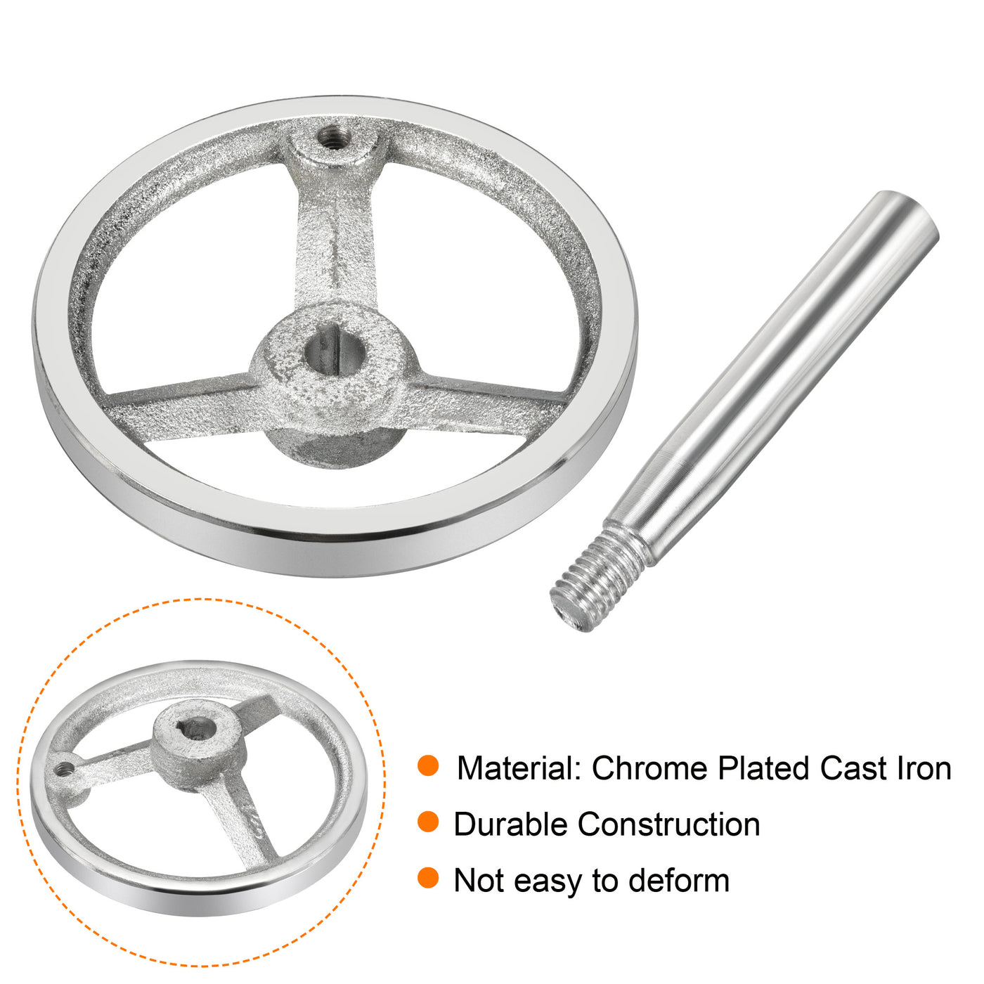 Harfington 120mm/4.72" 12mm Handrad 2Pack Guss Eisen Verchromt für Drehbänke Silberton