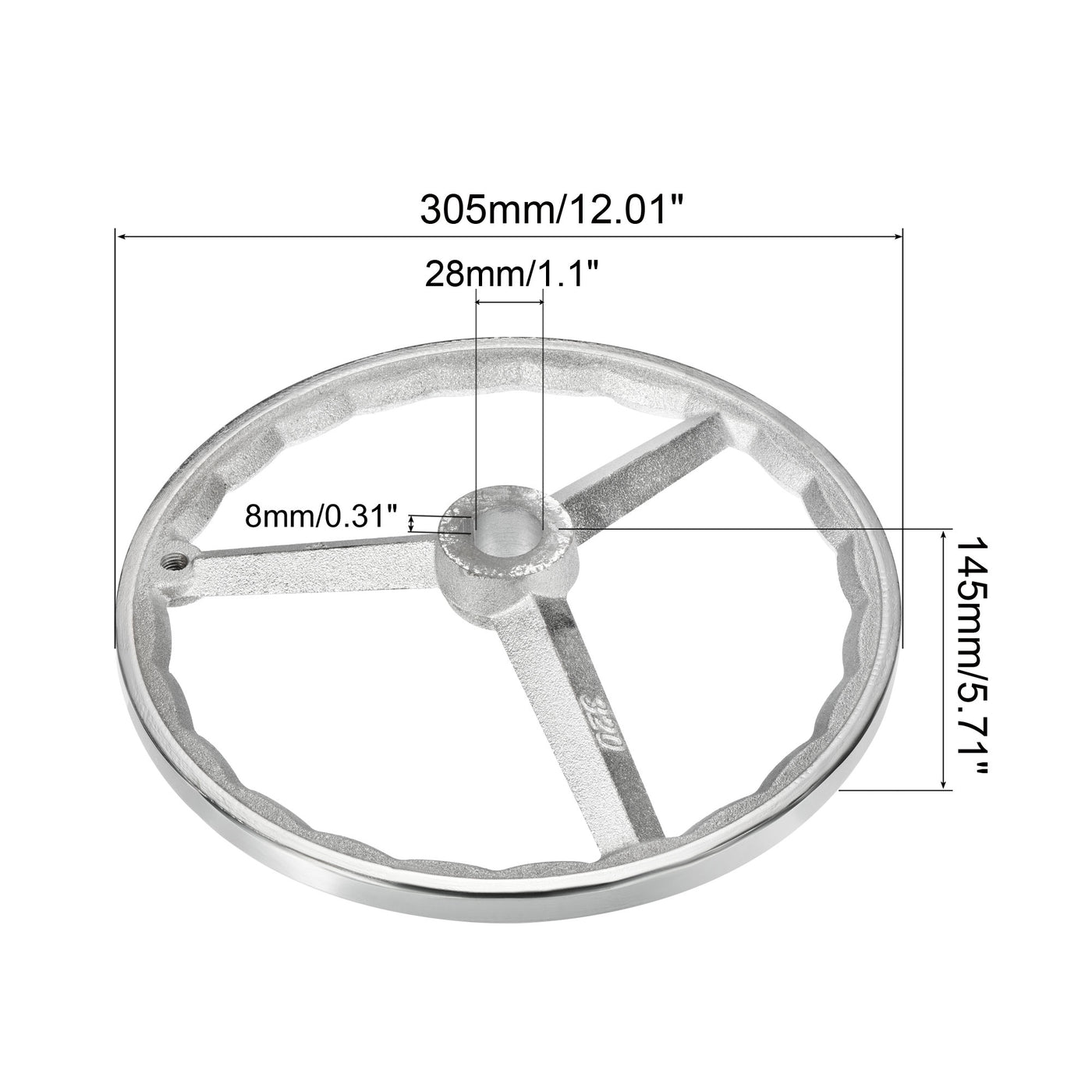 Harfington 305mm/12" Handrad 1Pack Guss Eisen Verchromt für Mehrere Drehbänke Silberton