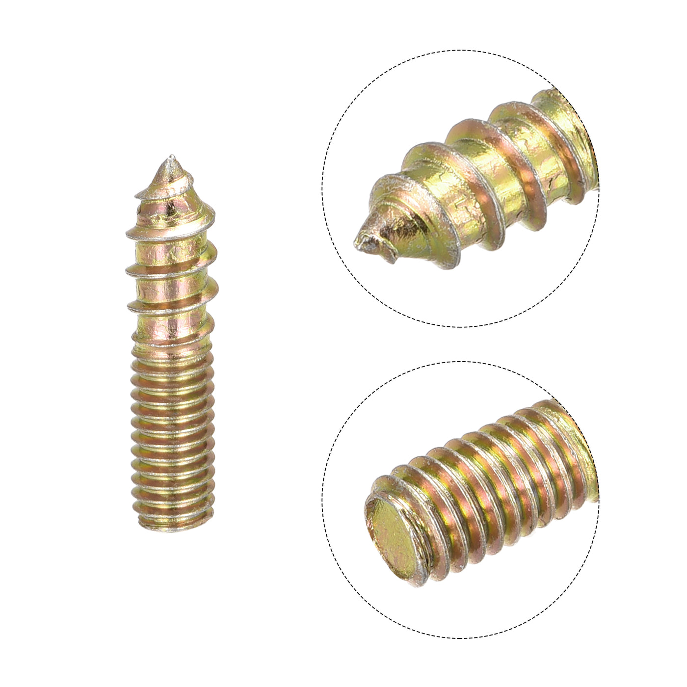 uxcell Uxcell M6x25mm Hanger Bolts, 20pcs Double Ended Thread Dowel Screws for Wood Furniture