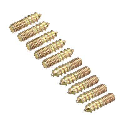 Harfington Uxcell M6x25mm Hanger Bolts, 20pcs Double Ended Thread Dowel Screws for Wood Furniture