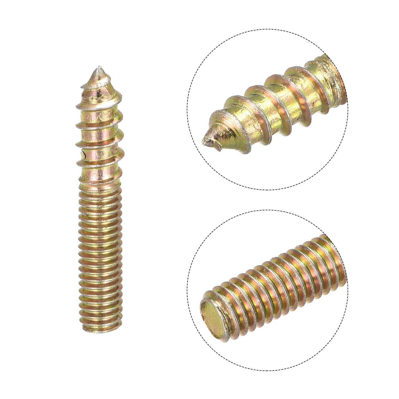 uxcell Uxcell M6x35mm Hanger Bolts, 8pcs Double Ended Thread Dowel Screws for Wood Furniture