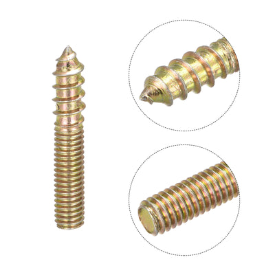 Harfington Uxcell M6x35mm Hanger Bolts, 24pcs Double Ended Thread Dowel Screws for Wood Furniture