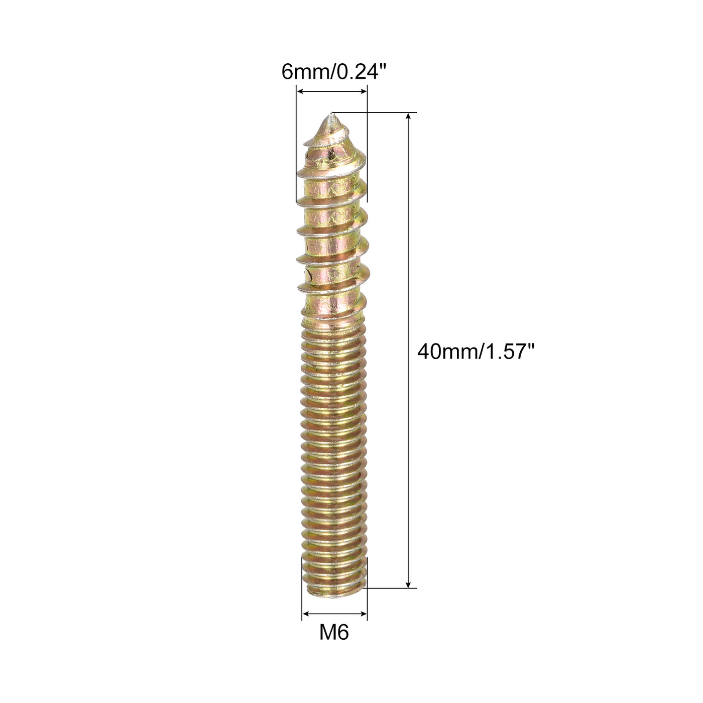 uxcell Uxcell M6x40mm Hanger Bolts, 48pcs Double Ended Thread Dowel Screws for Wood Furniture