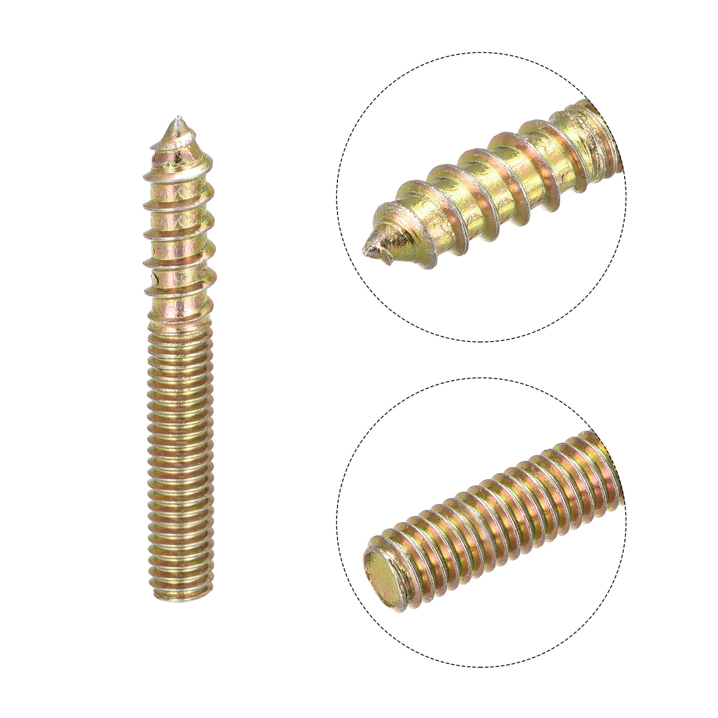 uxcell Uxcell M6x40mm Hanger Bolts, 48pcs Double Ended Thread Dowel Screws for Wood Furniture