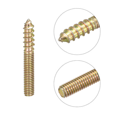 Harfington Uxcell M6x40mm Hanger Bolts, 48pcs Double Ended Thread Dowel Screws for Wood Furniture