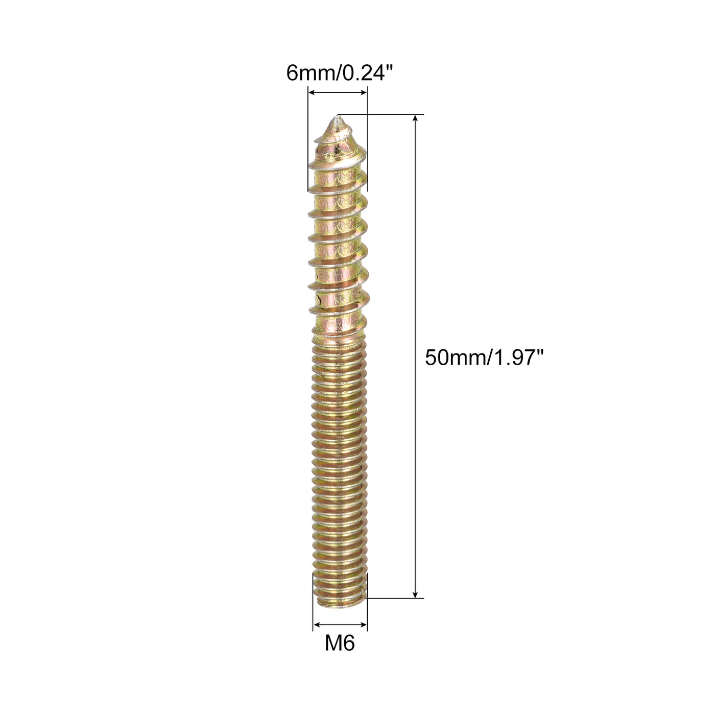 uxcell Uxcell M6x50mm Hanger Bolts, 8pcs Double Ended Thread Dowel Screws for Wood Furniture