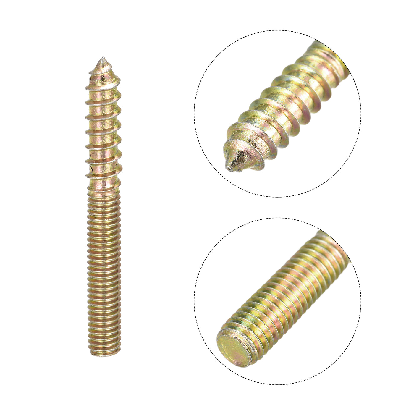 uxcell Uxcell M6x50mm Hanger Bolts, 8pcs Double Ended Thread Dowel Screws for Wood Furniture