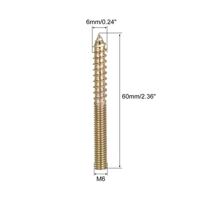 Harfington Uxcell 8 Stück Doppelkopfschrauben Holzschrauben Aufhänger Holzgelenk M6x60mm