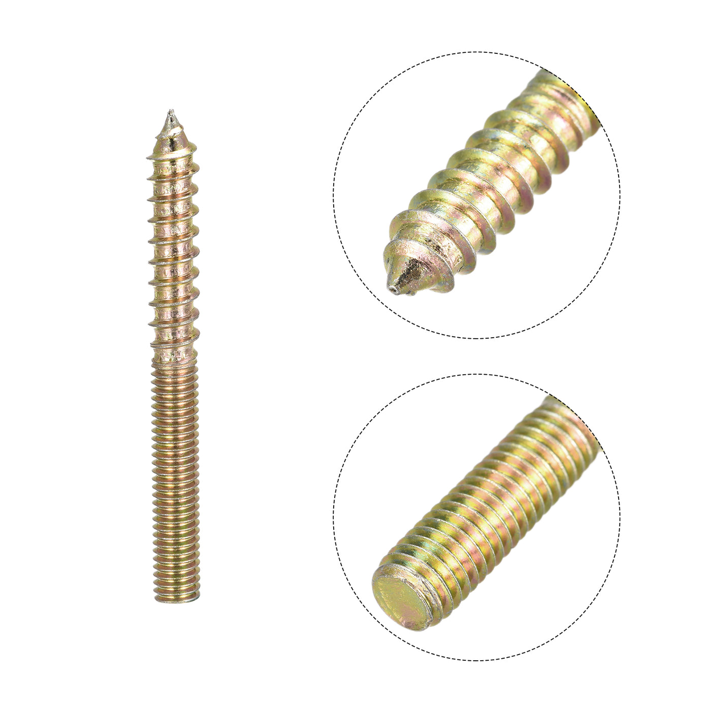 uxcell Uxcell M6x60mm Hanger Bolts, 48pcs Double Ended Thread Dowel Screws for Wood Furniture