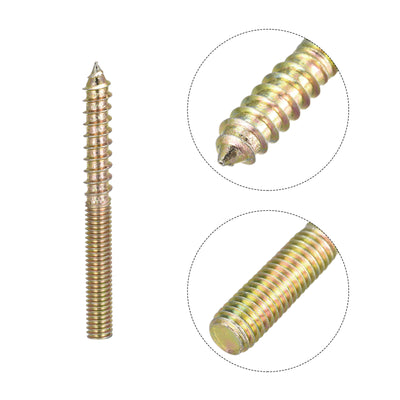 Harfington Uxcell M6x60mm Hanger Bolts, 48pcs Double Ended Thread Dowel Screws for Wood Furniture