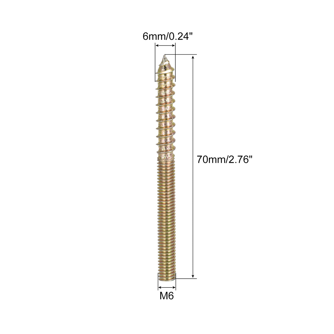 uxcell Uxcell 12 Stück Stockschrauben Gewindedübelschrauben Holzbearbeitung Möbel M6x70mm