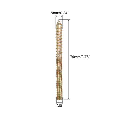 Harfington Uxcell 12 Stück Stockschrauben Gewindedübelschrauben Holzbearbeitung Möbel M6x70mm