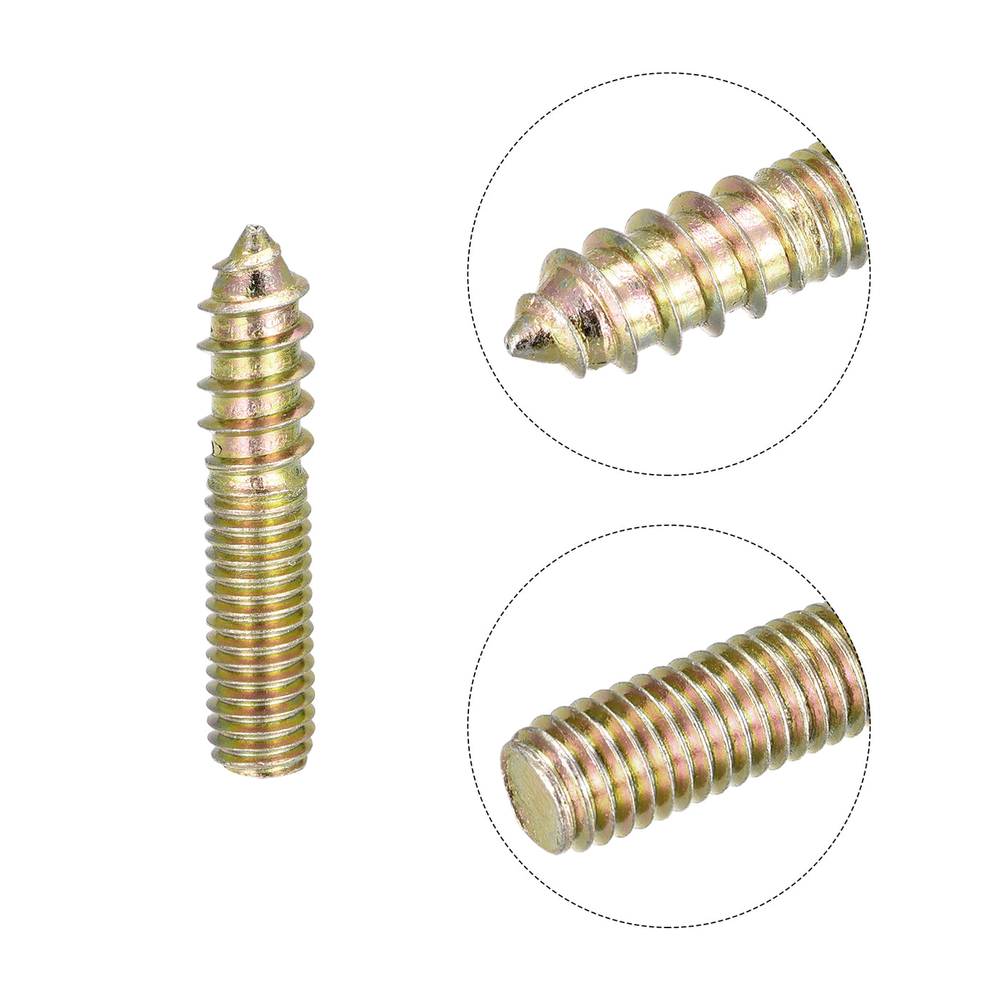 uxcell Uxcell M8x40mm Hanger Bolts, 8pcs Double Ended Thread Dowel Screws for Wood Furniture