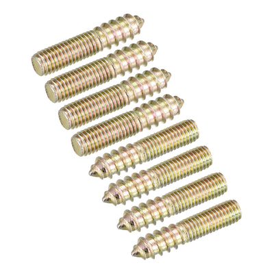 Harfington Uxcell M8x40mm Hanger Bolts, 8pcs Double Ended Thread Dowel Screws for Wood Furniture