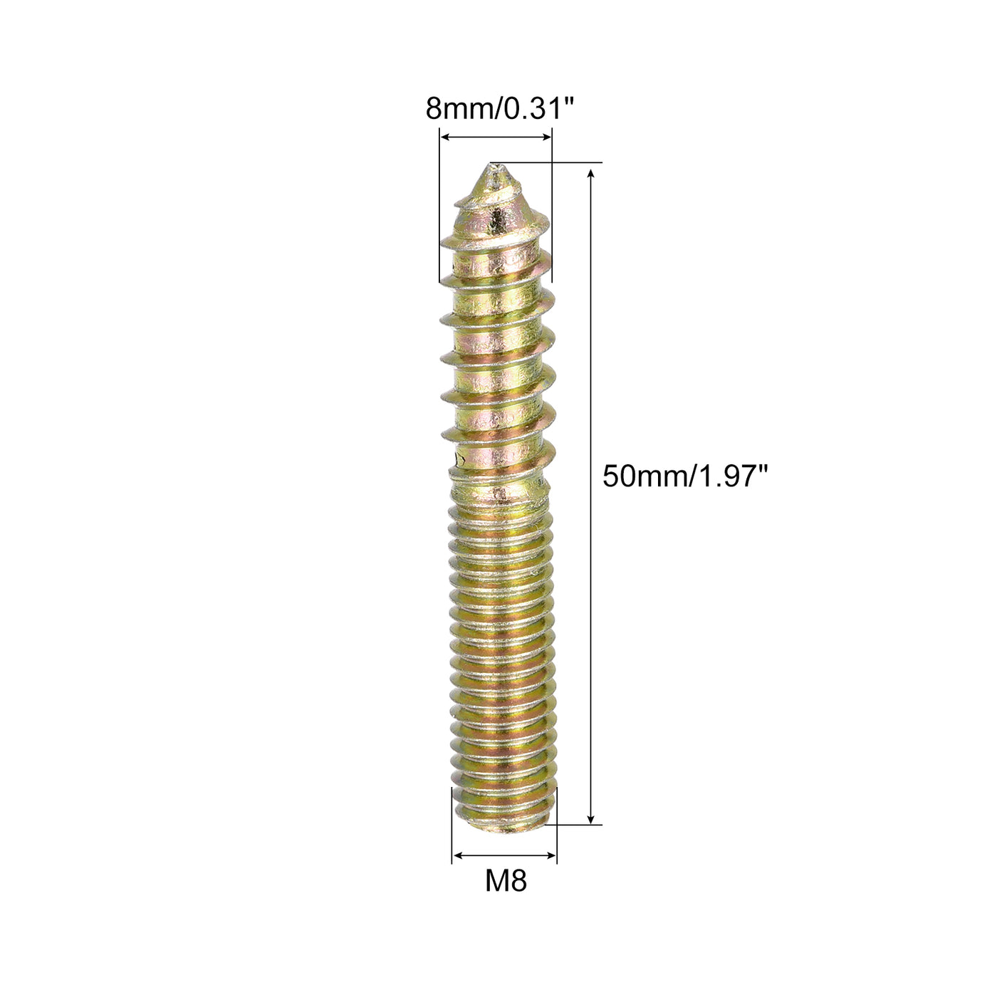 uxcell Uxcell M8x50mm Hanger Bolts, 12pcs Double Ended Thread Dowel Screws for Wood Furniture