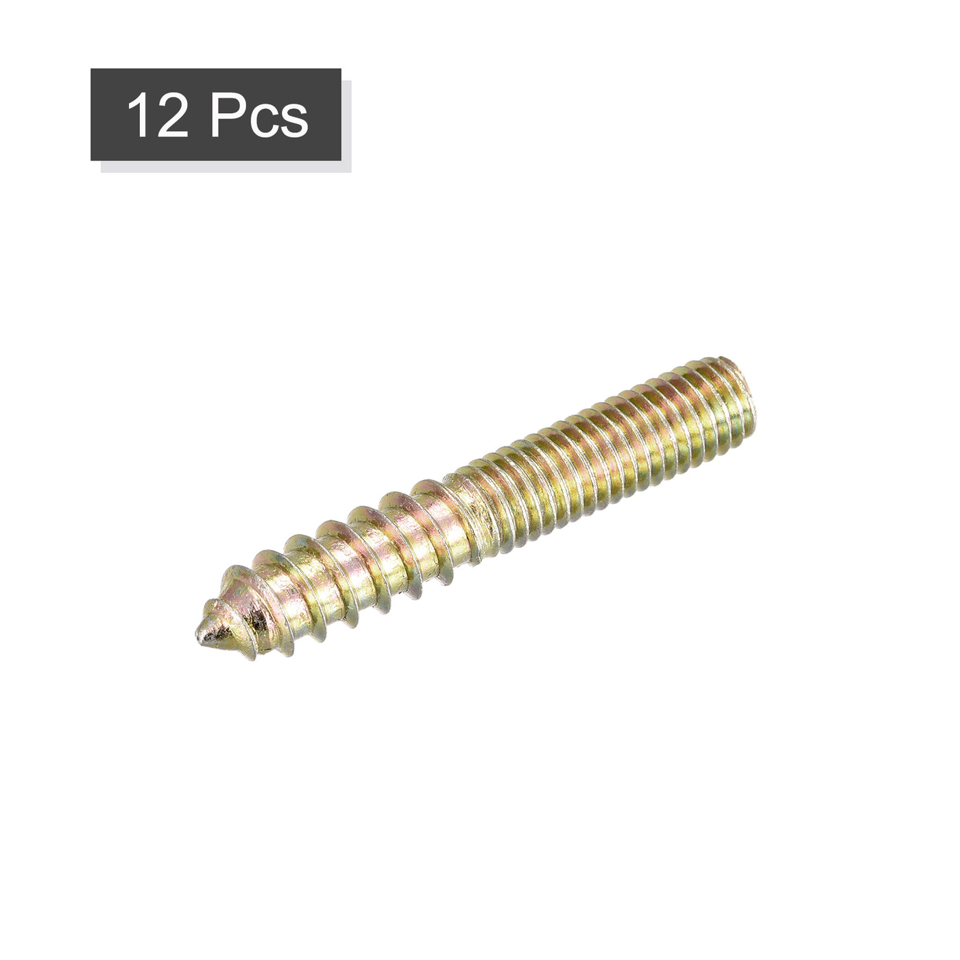 uxcell Uxcell M8x50mm Hanger Bolts, 12pcs Double Ended Thread Dowel Screws for Wood Furniture