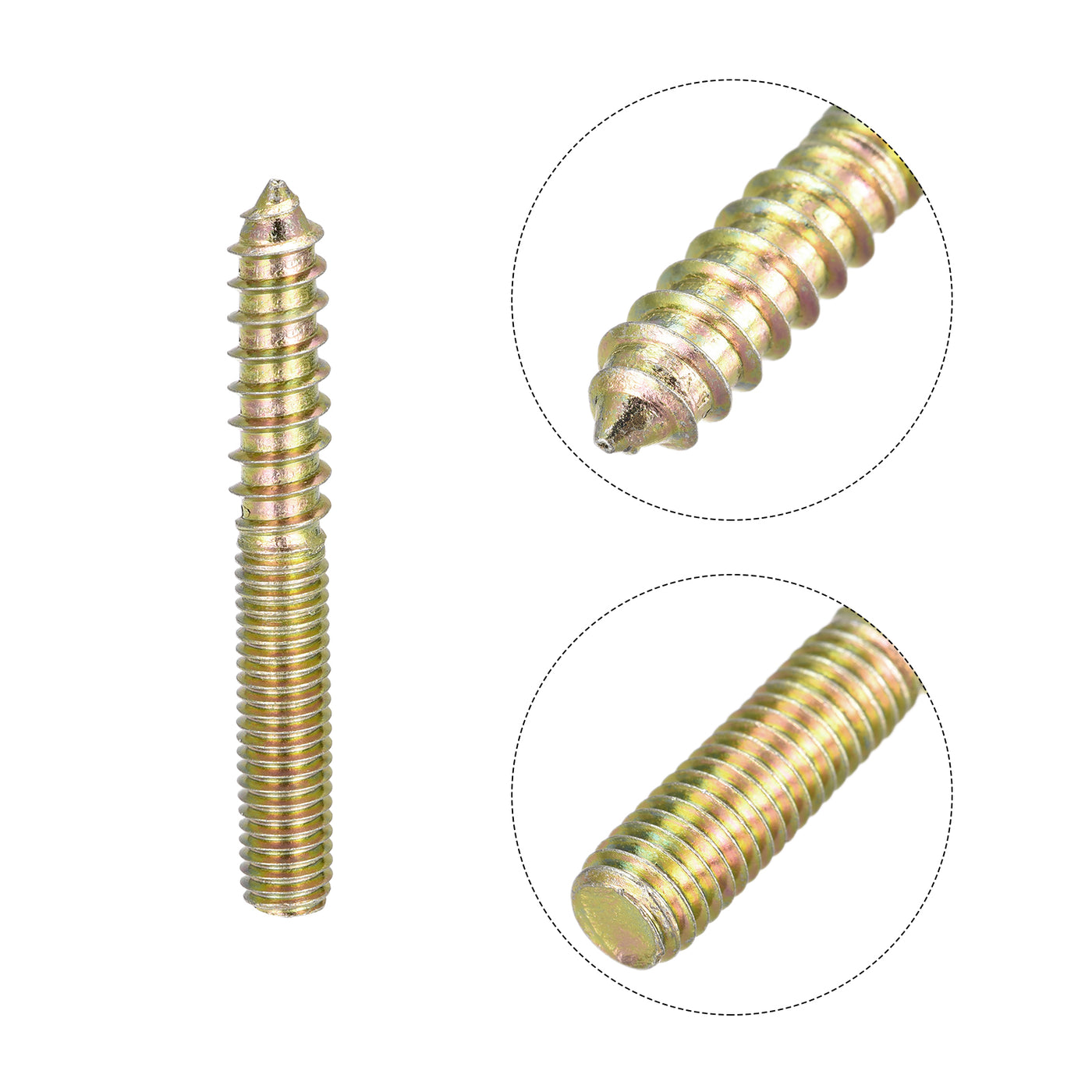 uxcell Uxcell M8x60mm Hanger Bolts, 48pcs Double Ended Thread Dowel Screws for Wood Furniture