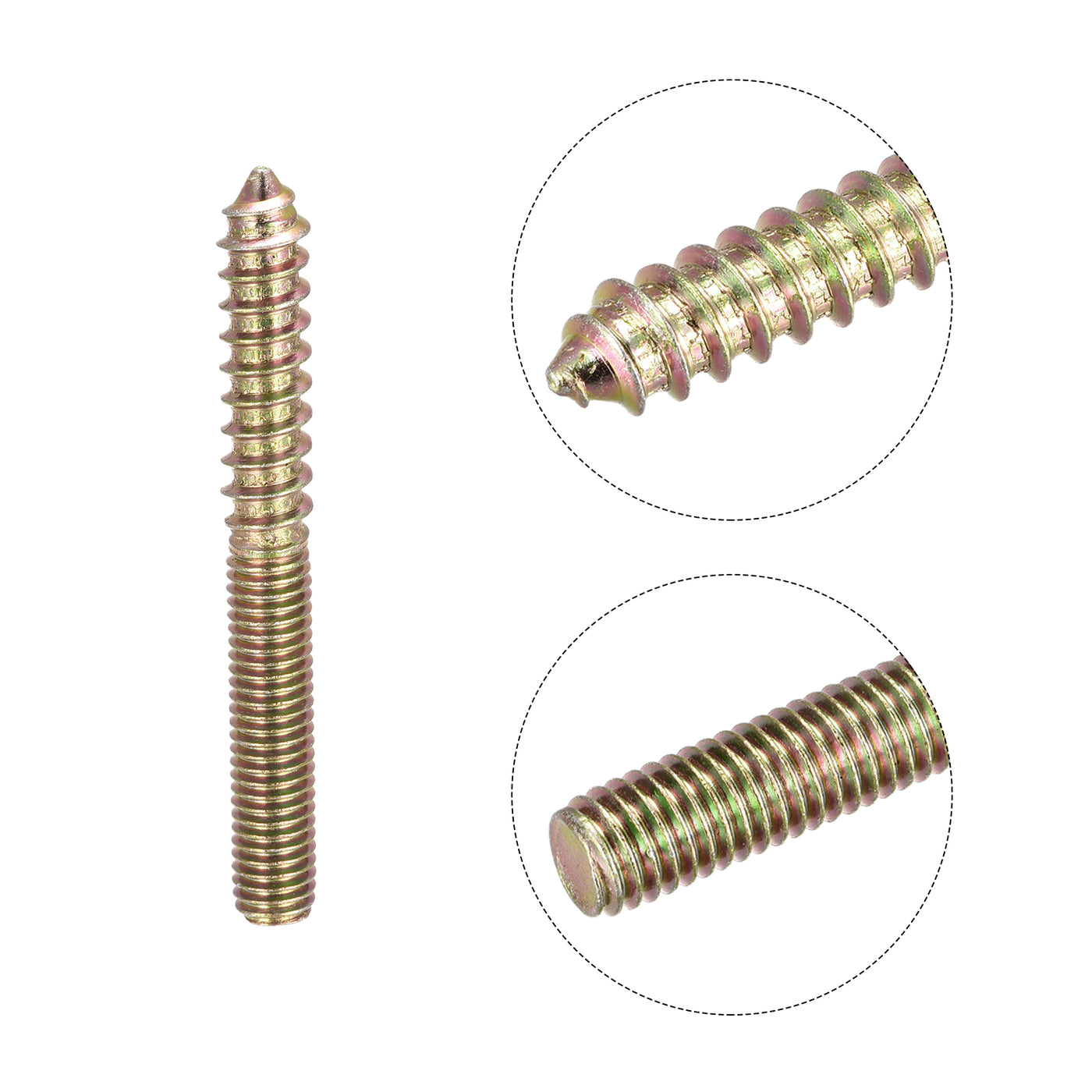 uxcell Uxcell M8x70mm Hanger Bolts, 8pcs Double Ended Thread Dowel Screws for Wood Furniture