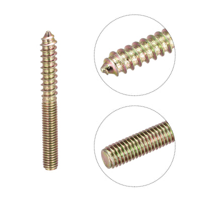 Harfington Uxcell M8x70mm Hanger Bolts, 8pcs Double Ended Thread Dowel Screws for Wood Furniture