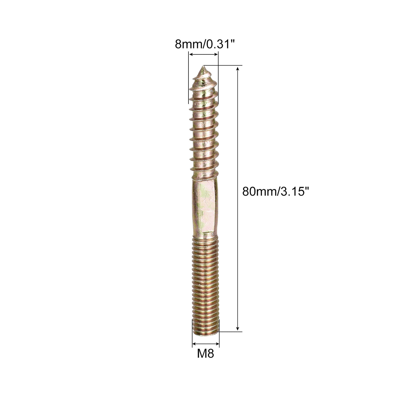 uxcell Uxcell 7 Stück Gewindedübelschrauben Holzverbindung Holzschrauben Holzgelenk M8x80mm