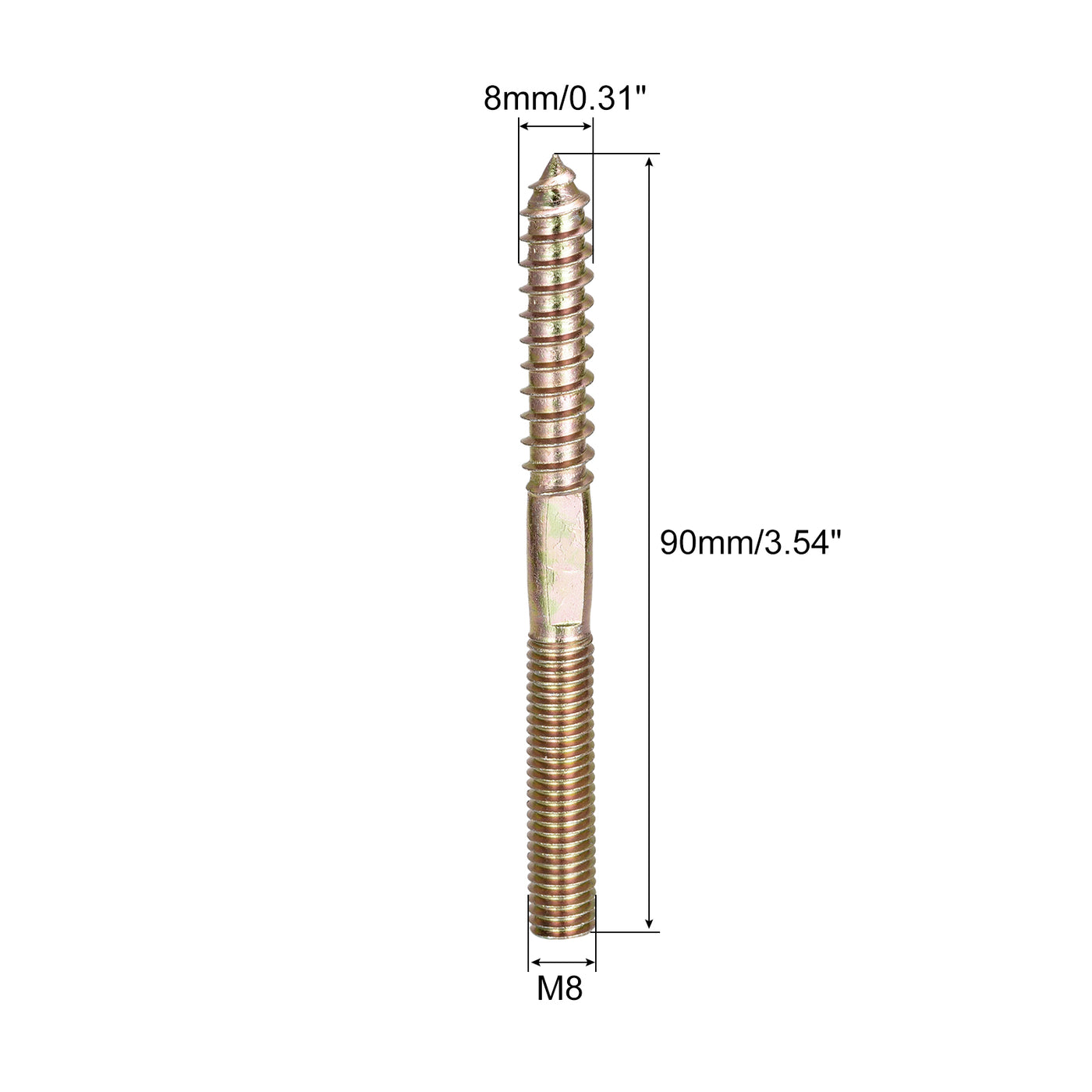 uxcell Uxcell 8 Stück Doppelgewinde Schraubverbinder Holzschrauben für Möbelbeine M8x90mm