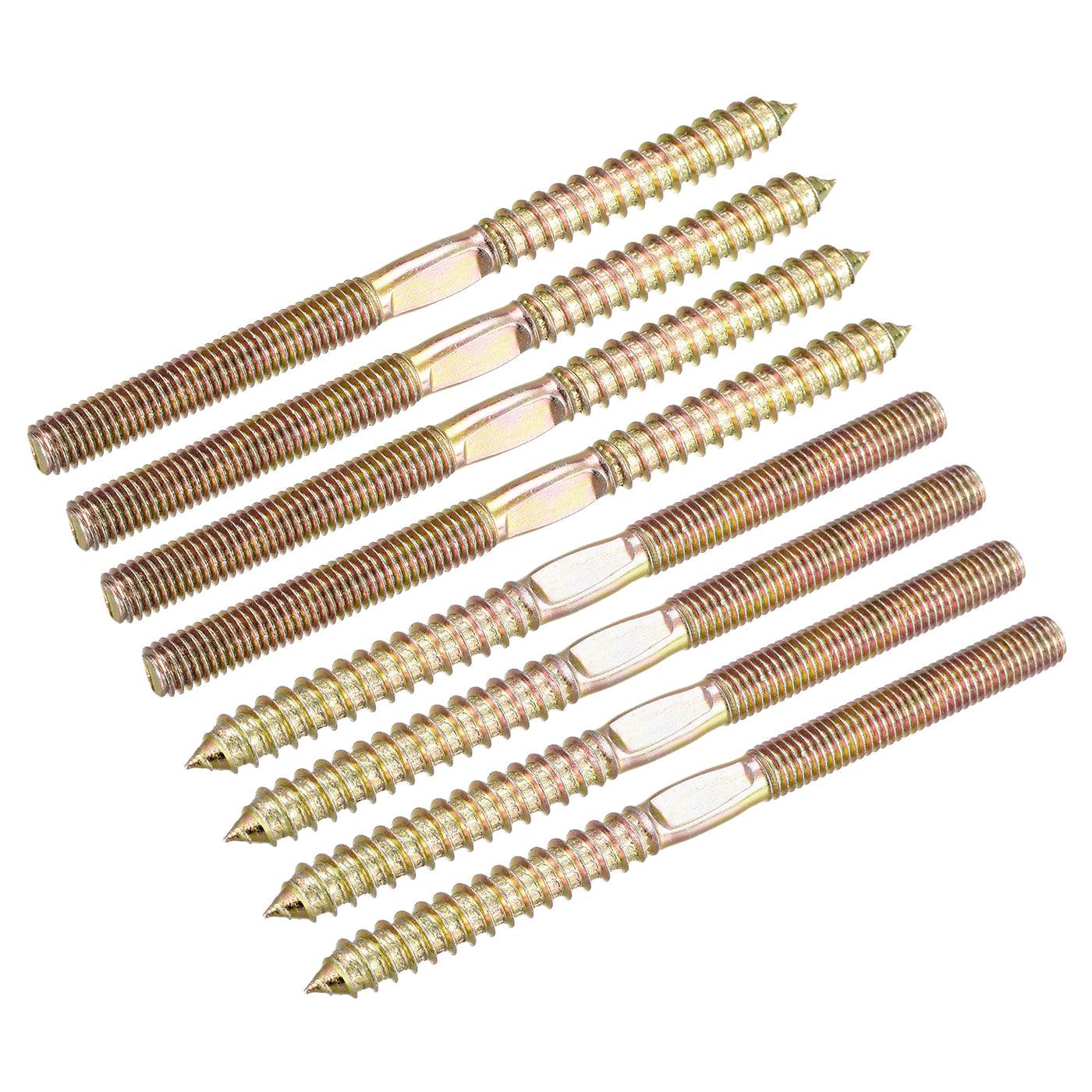 uxcell Uxcell M8x120mm Hanger Bolts, 8pcs Double Head Thread Dowel Screws for Wood Furniture