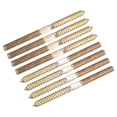 Harfington Uxcell M8x120mm Hanger Bolts, 8pcs Double Head Thread Dowel Screws for Wood Furniture