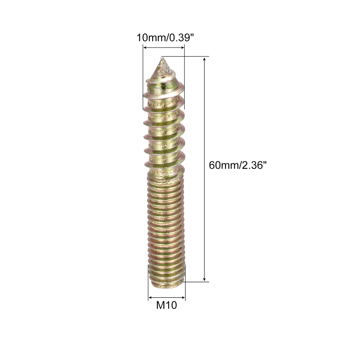 uxcell Uxcell 8Stk. Stockschrauben Doppelseitige Gewindedübelschrauben Holzverbindung M10x60mm