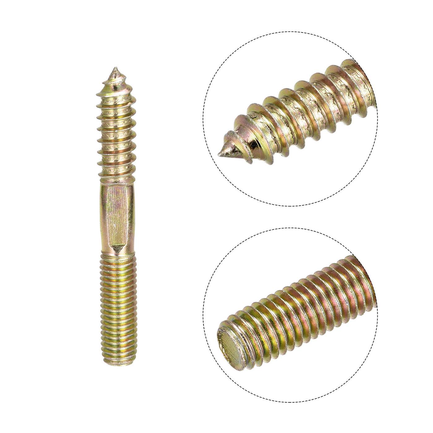 uxcell Uxcell M10x80mm Hanger Bolts, 8pcs Double Head Thread Dowel Screws for Wood Furniture