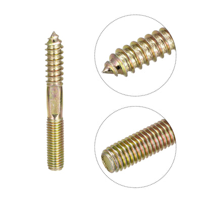 Harfington Uxcell M10x80mm Hanger Bolts, 8pcs Double Head Thread Dowel Screws for Wood Furniture