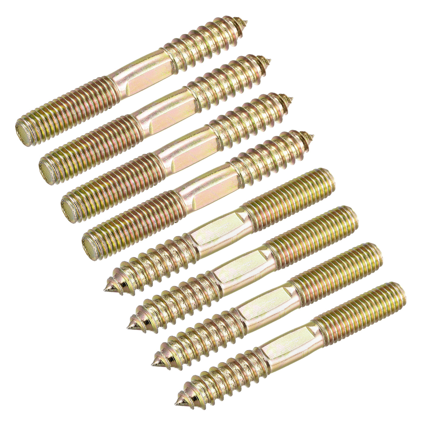 uxcell Uxcell M10x80mm Hanger Bolts, 8pcs Double Head Thread Dowel Screws for Wood Furniture