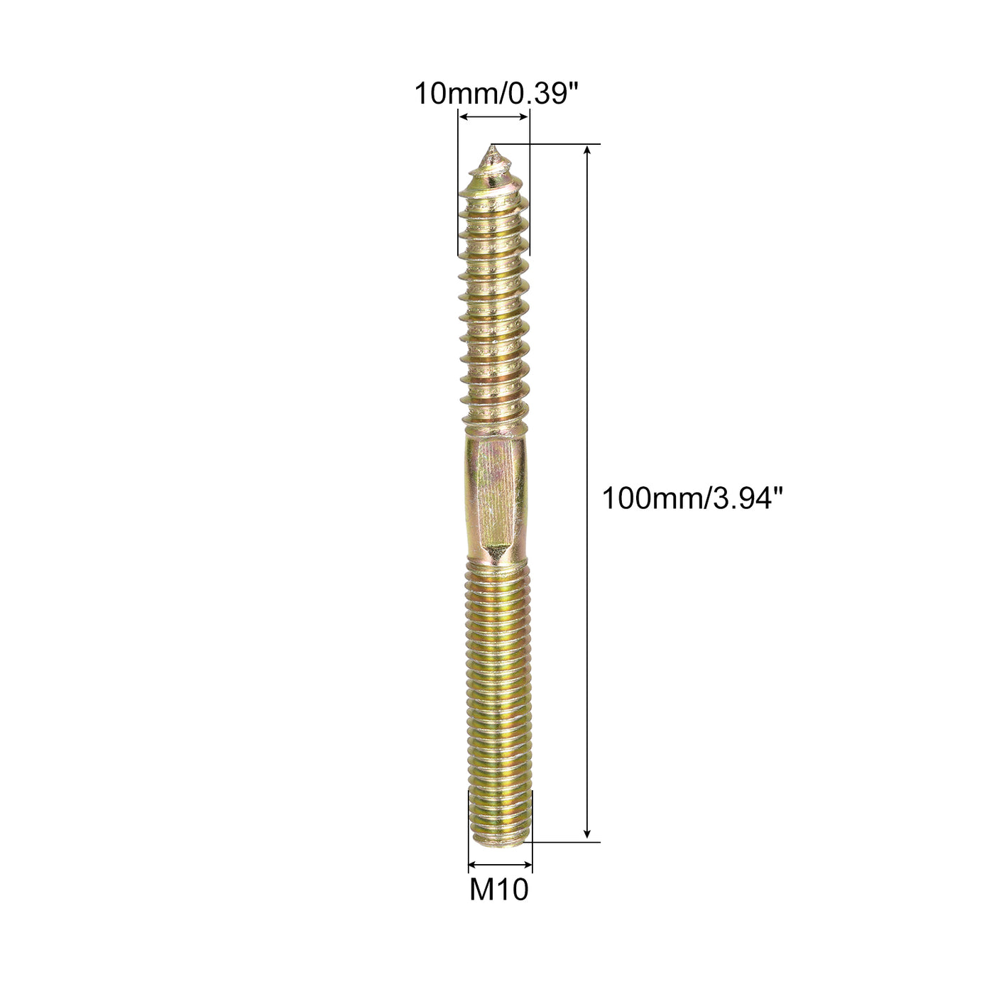 uxcell Uxcell 8 Stück Stockschrauben Doppelgewinde Schrauben Gewindedübelschraube M10x100mm