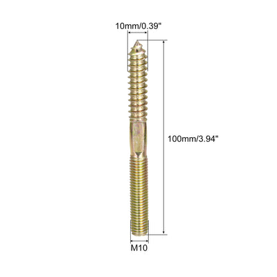 Harfington Uxcell 8 Stück Stockschrauben Doppelgewinde Schrauben Gewindedübelschraube M10x100mm