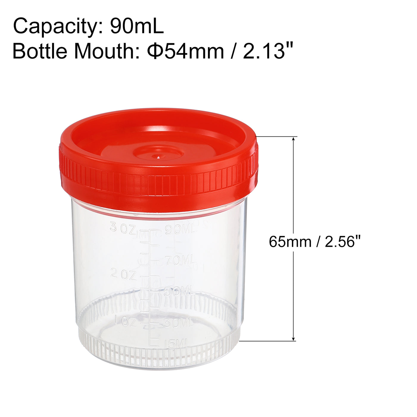 Harfington 90mL Sample Cups 2Pcs Short Sample Containers Leak Proof Cap for Lab Home Red