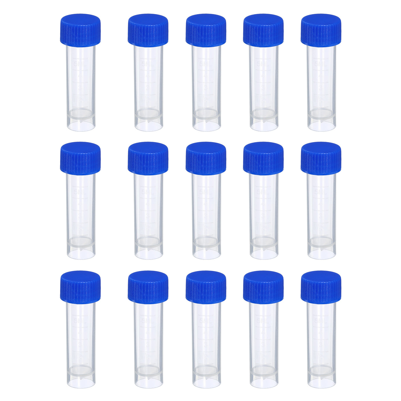 Harfington 5mL Plastic Test Tubes 15 Pack Frozen Container Blue Screw Cap for Lab Science