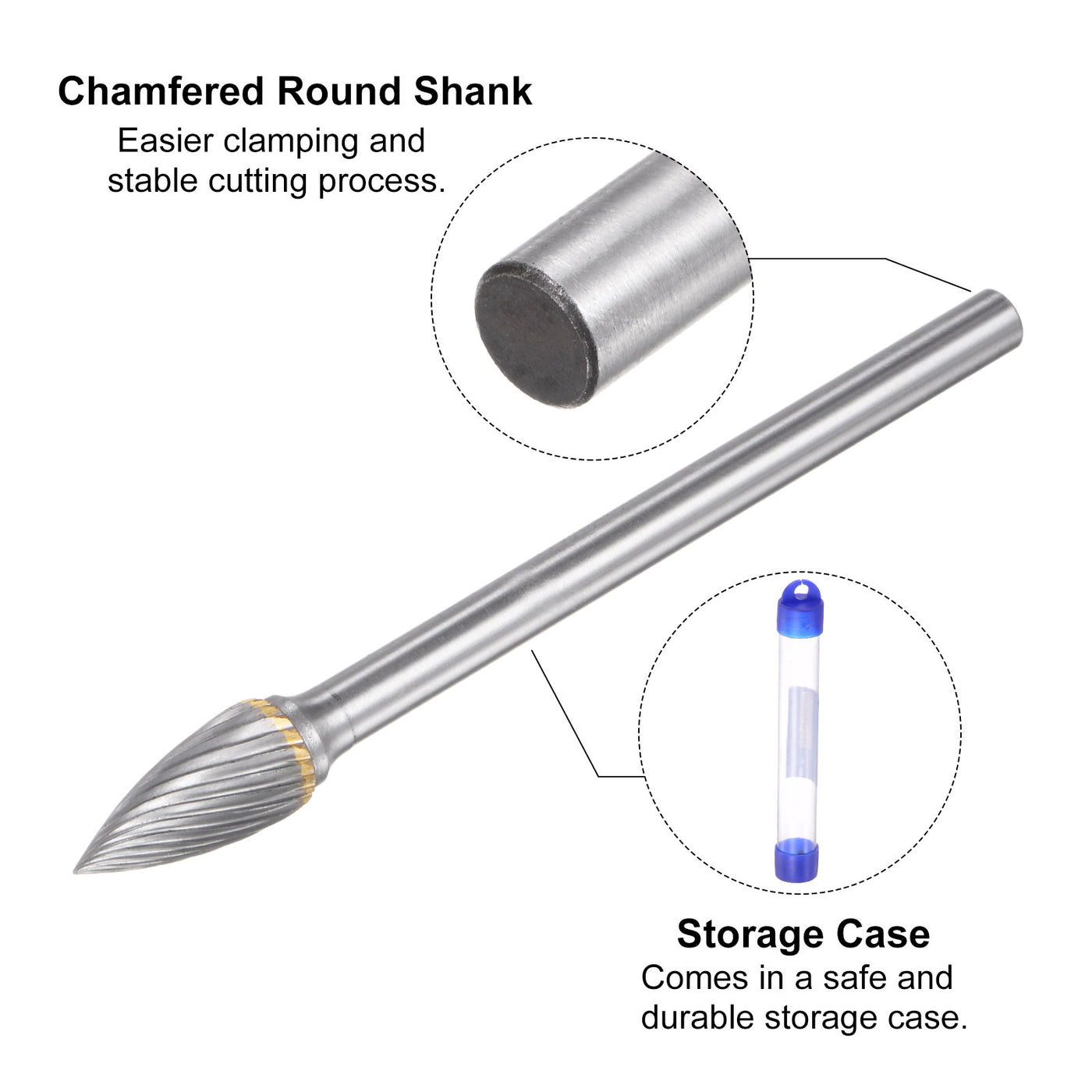 uxcell Uxcell 10mm x 100mm 6mm Shank Single Cut Tree with Pointed Nose Carbide Tip Rotary File