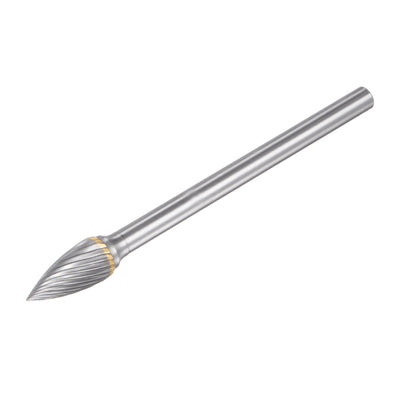 Harfington Uxcell 10mm x 100mm 6mm Shank Single Cut Tree with Pointed Nose Carbide Tip Rotary File