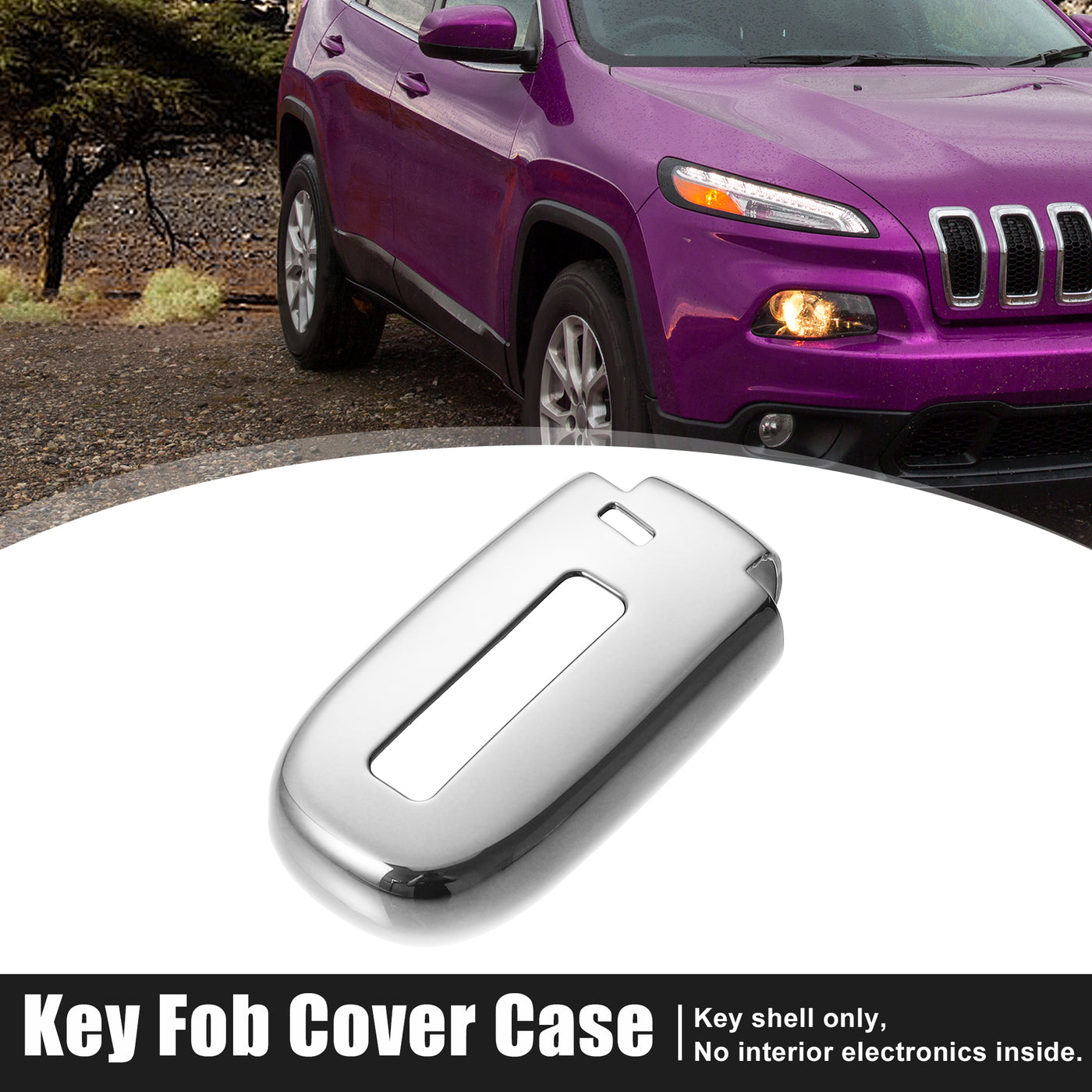 X AUTOHAUX TPU Key Fob Cover Case for Jeep Grand Cherokee 2014-2021 Key Fob Shell Protector Keyless Remote Smart Key Holder Silver Tone