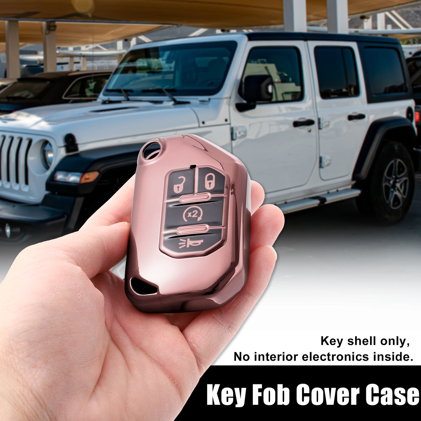 X AUTOHAUX TPU Key Fob Cover Case for Jeep Wrangler JL JLU Gladiator JT Rubicon Sahara JLU 2018-2021 Key Fob Shell Protector Keyless Remote Smart Key Holder Pink