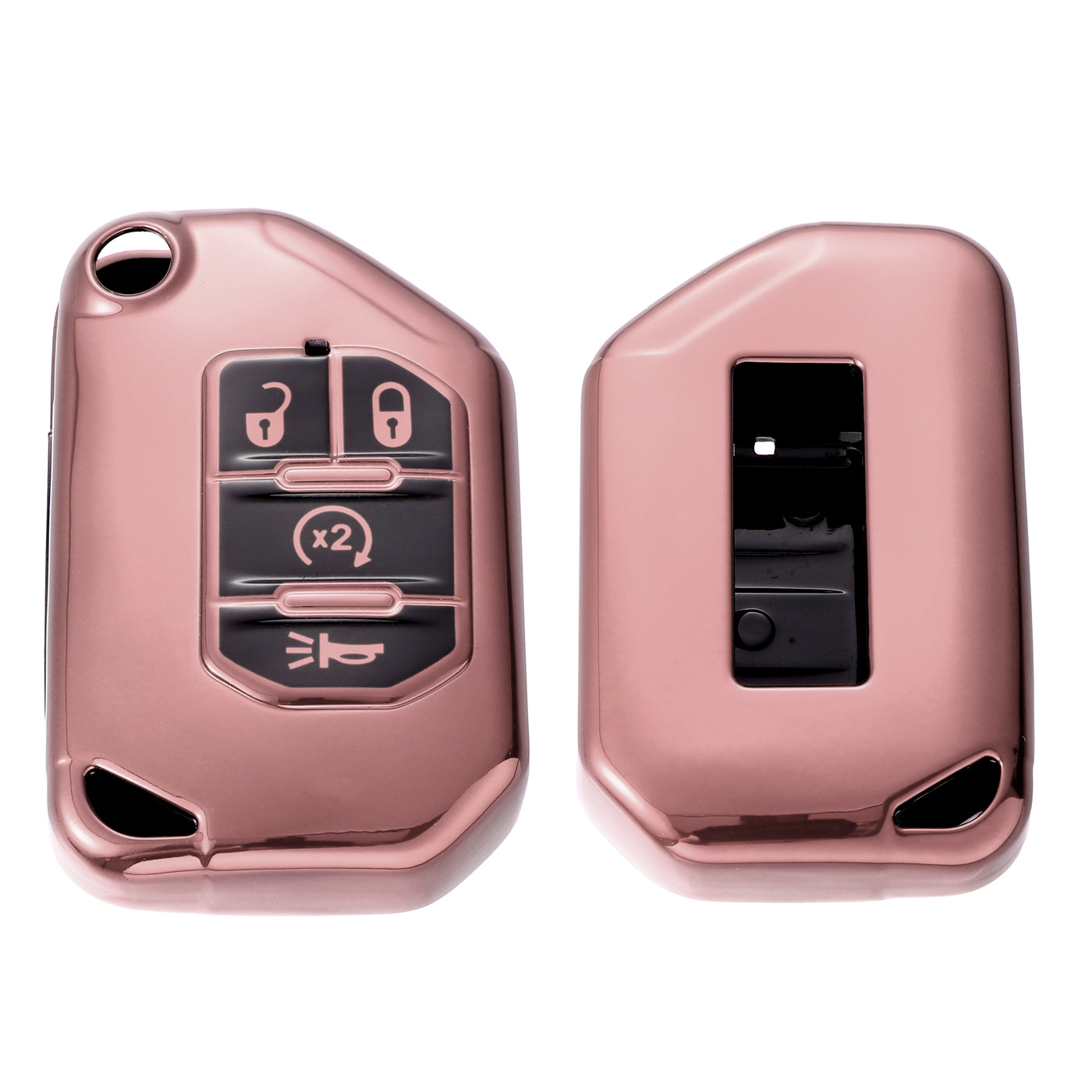 X AUTOHAUX TPU Key Fob Cover Case for Jeep Wrangler JL JLU Gladiator JT Rubicon Sahara JLU 2018-2021 Key Fob Shell Protector Keyless Remote Smart Key Holder Pink