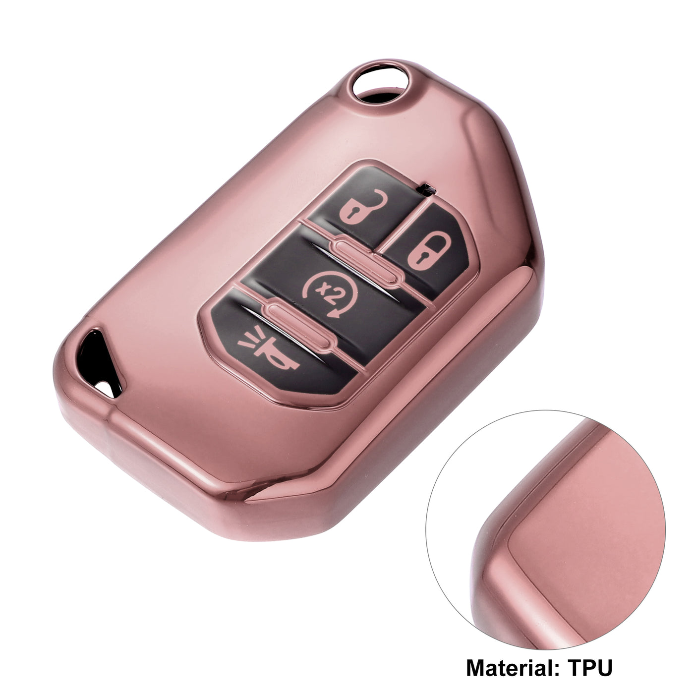 X AUTOHAUX TPU Key Fob Cover Case for Jeep Wrangler JL JLU Gladiator JT Rubicon Sahara JLU 2018-2021 Key Fob Shell Protector Keyless Remote Smart Key Holder Pink