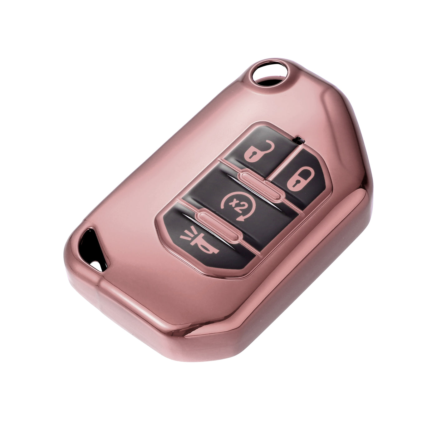 X AUTOHAUX TPU Key Fob Cover Case for Jeep Wrangler JL JLU Gladiator JT Rubicon Sahara JLU 2018-2021 Key Fob Shell Protector Keyless Remote Smart Key Holder Pink