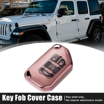 Harfington TPU Key Fob Cover Case for Jeep Wrangler JL JLU Gladiator JT Rubicon Sahara JLU 2018-2021 Key Fob Shell Protector Keyless Remote Smart Key Holder Pink