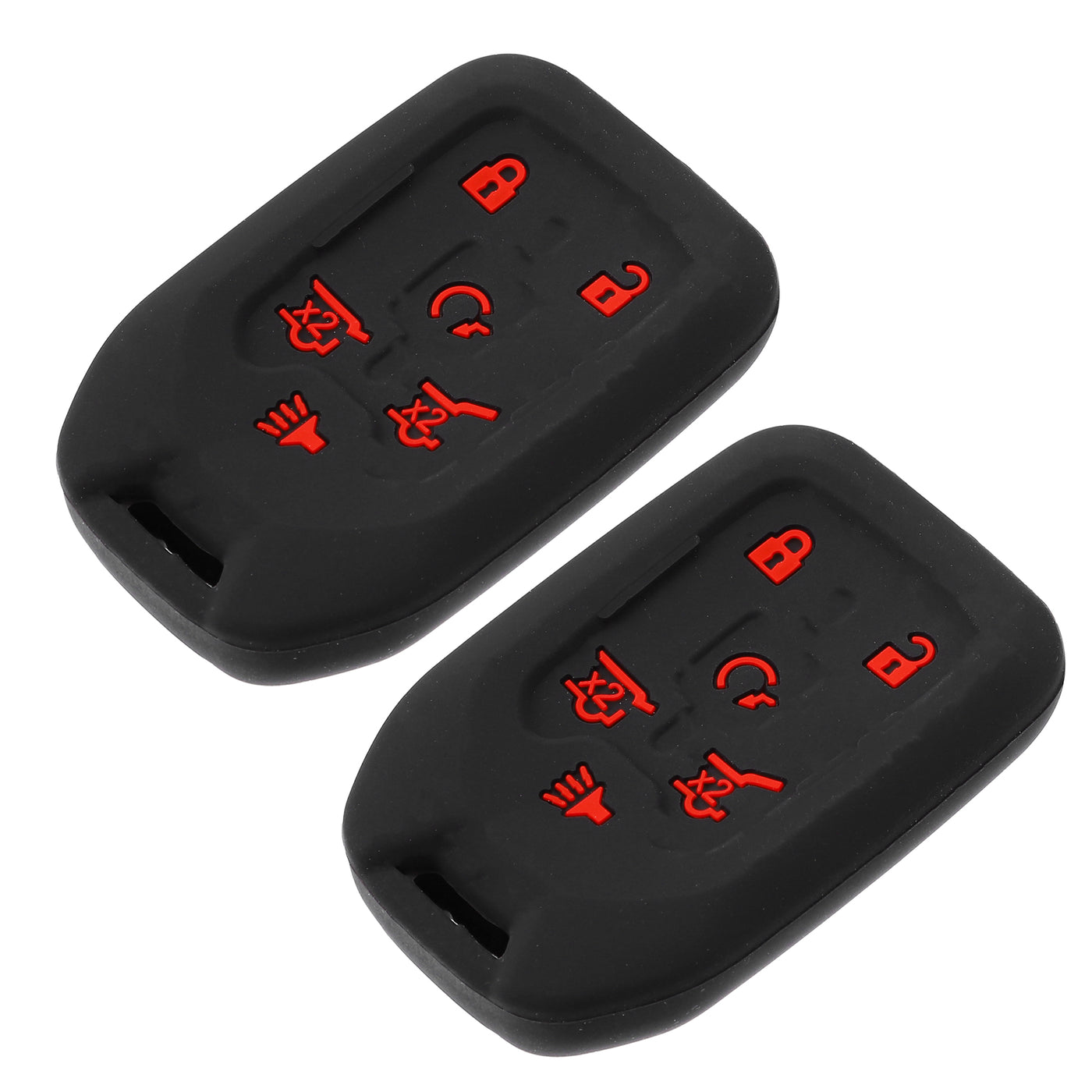 X AUTOHAUX 2pcs Silicone Smart Key Fob Case Cover for Chevrolet Suburban 2015-2020 Key Fob Shell Protector Keyless Remote Smart Key Holder Black Red