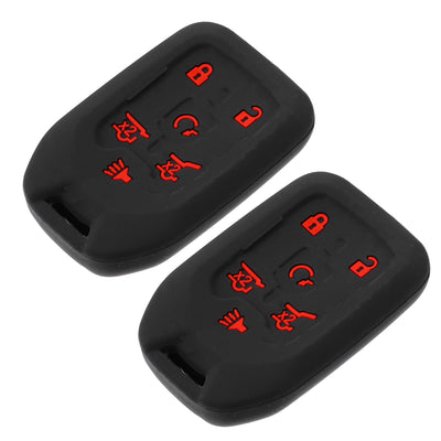 Harfington 2pcs Silicone Smart Key Fob Case Cover for Chevrolet Suburban 2015-2020 Key Fob Shell Protector Keyless Remote Smart Key Holder Black Red