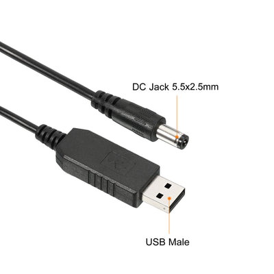 Harfington 6W 0.5A USB Step Up Voltage Converter, DC 5V to DC 12V Power Supply Adapter Jack 5.5x2.5mm Cable for Router LED Lamp Speakers